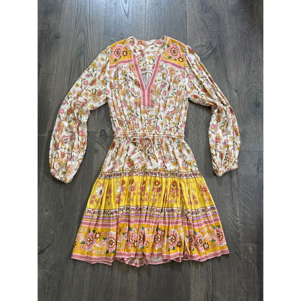 SPELL & THE GYPSY Portobello Long Sleeve Playdress Festival Dress Pink Yellow XS - Picture 2 of 8
